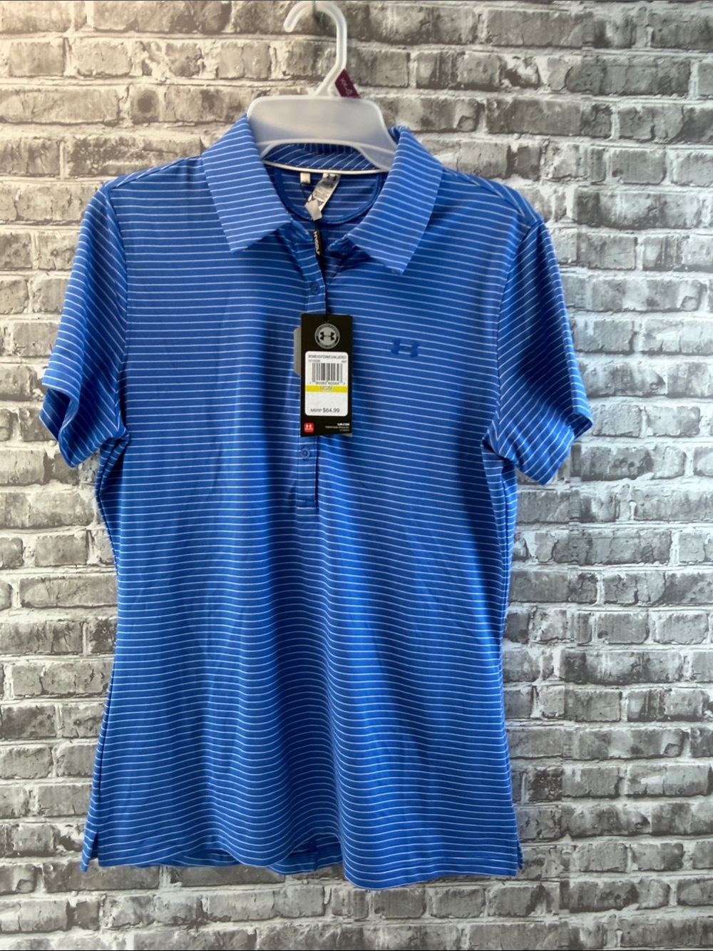 NWT‎ Under Armour Royal Blue Thin-Striped Polo